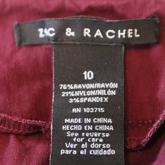 Zac & Rachel Pull On Ankle Stretch Pants Tapered Burgundy Nylon Womens Size 10 - Picture 2 of 14